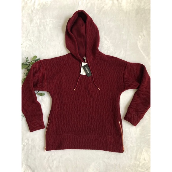 Ideology Gratitude Long Sleeve Textured Cherry Pie Side Zipper Detail Hoodie - Picture 2 of 7